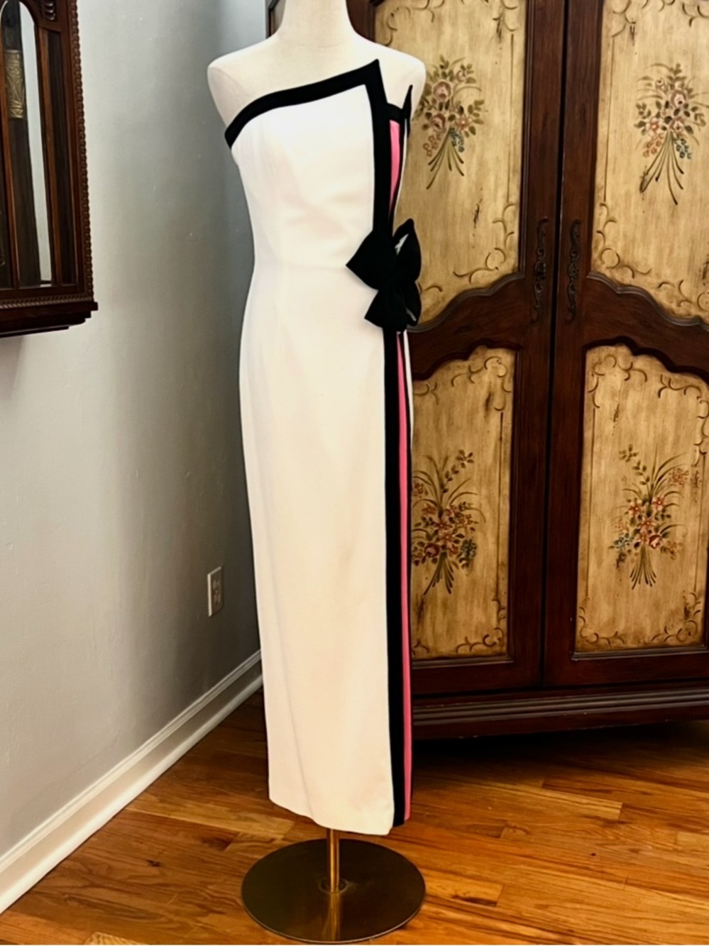 Rare VTG Bill Blass,Sculptural Bow,Corseted,Gala Couture Column Gown,EUC, Size 8 - Picture 5 of 10